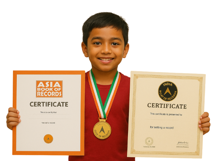 Student with certificates and medal